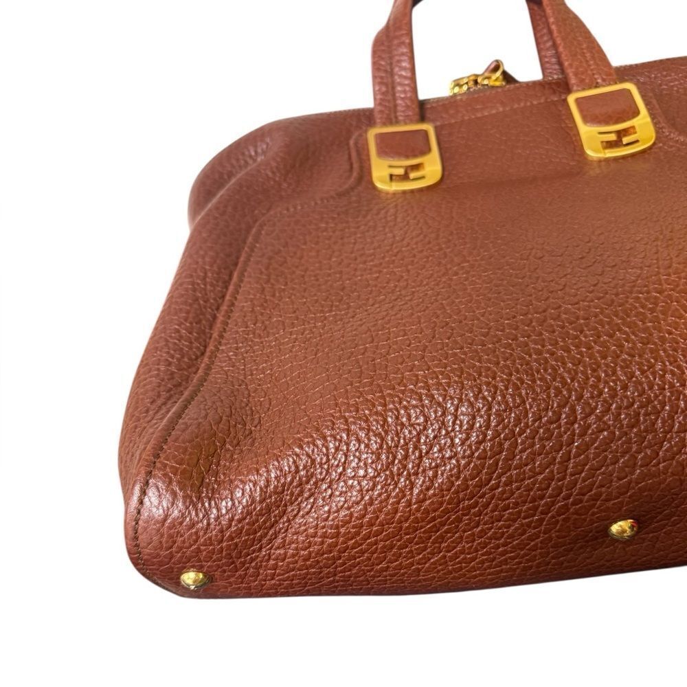FENDI Brown Pebbled Leather Chameleon Top Handle Tote Bag Handbag Auth Ex.++ - Picture 10 of 16